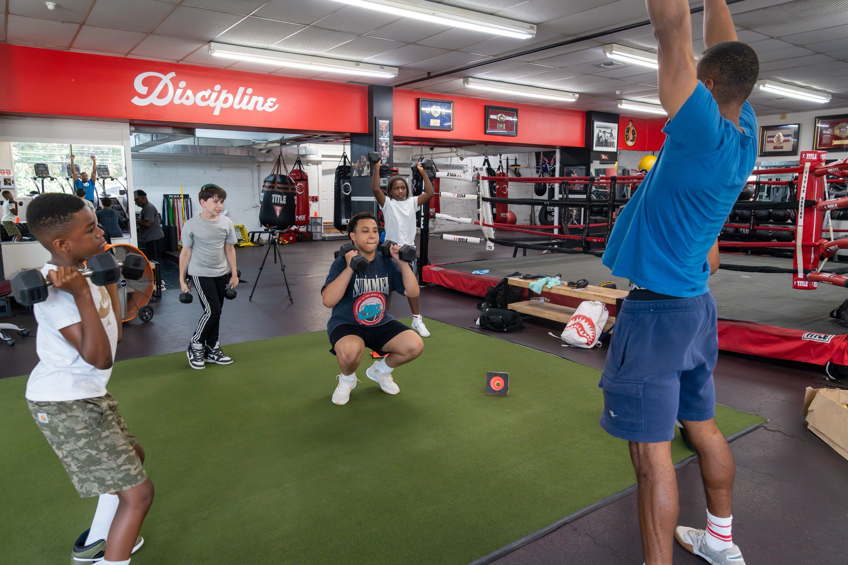 Kids strength and conditioning workout at Teaneck youth sports camp